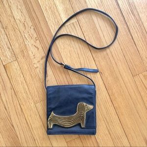 Jonathan Adler Navy Leather Dachshund Purse